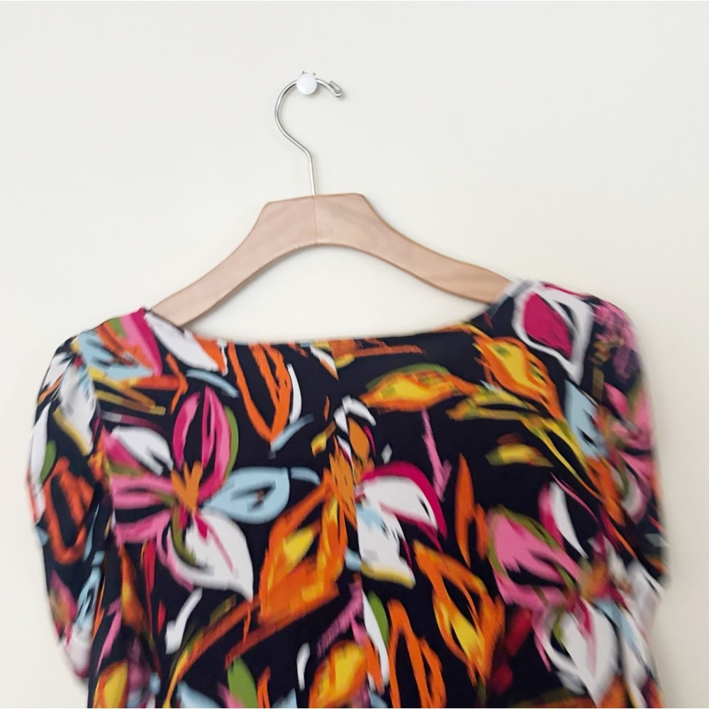 Ivy Lane Womens Dress Tropical Stretchy Swing Floral Midi Vintage Size Small - Picture 2 of 5
